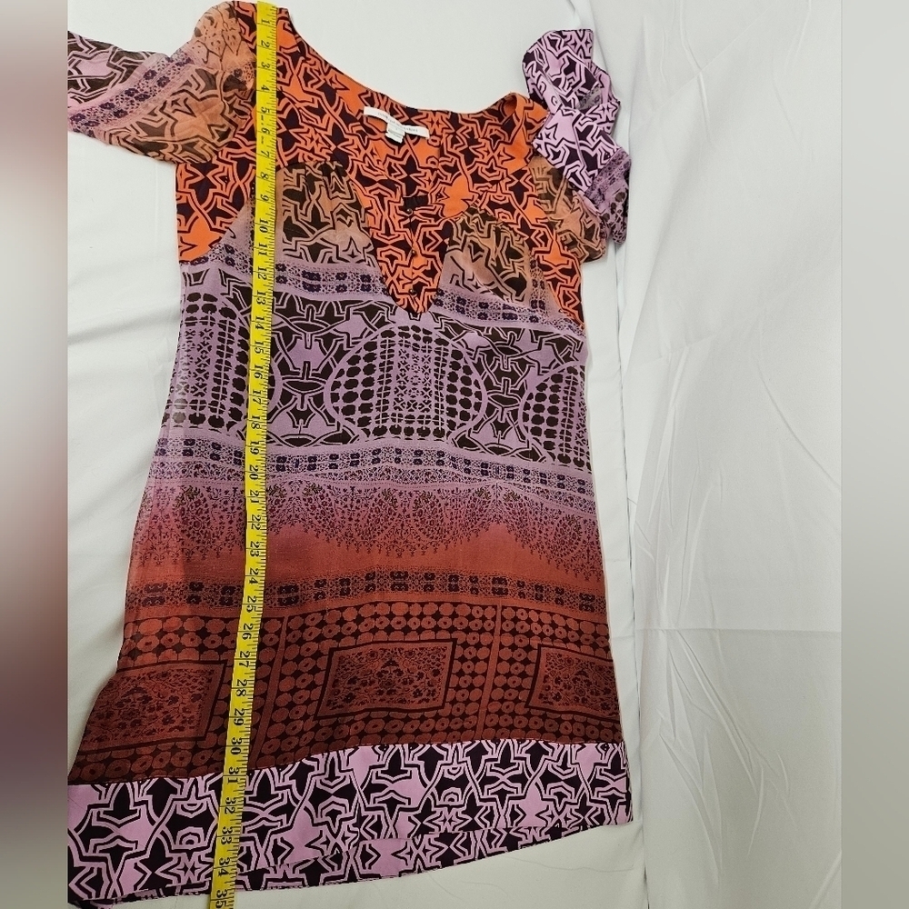Diane Von Furstenberg Tabalah Silk V Neck Dress In Orange And Maroon Size 4 - Picture 16 of 16
